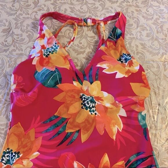 Kona Sol Swimsuit Hawaiian Floral Padded Adj Straps Size Medium 8/10 - Picture 4 of 7